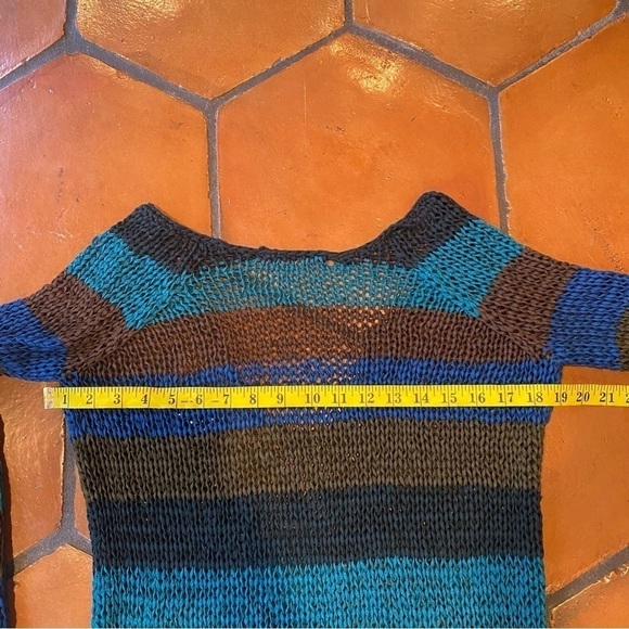 Theory Nimue Space Low Back Open Knit Tunic Sweater open knit stripe size Small - Picture 8 of 9